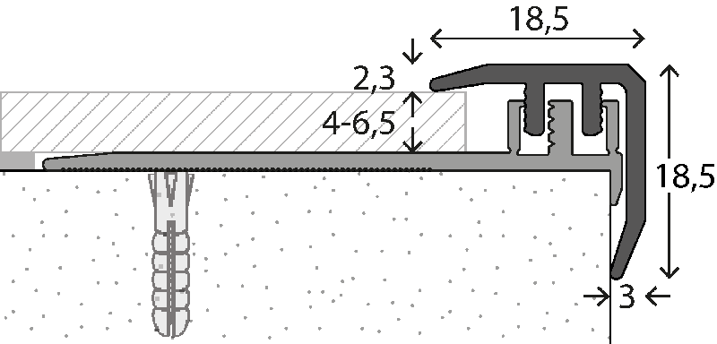 Prinz Treppenkantensystem DESIGN-STEP Clipsprofil Nr. 330, 18,5 x 18,5 mm