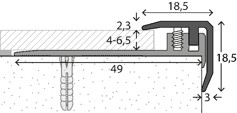 Prinz Treppenkantensystem DESIGN-STEP Schraubprofil Nr. 331, 18,5 x 18,5 mm