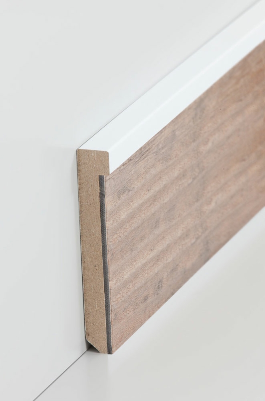 Südbrock Fußleiste f. Designbeläge, 13 x 86 x 2500 mm, MDF-Kern, Oberkante rechteckig