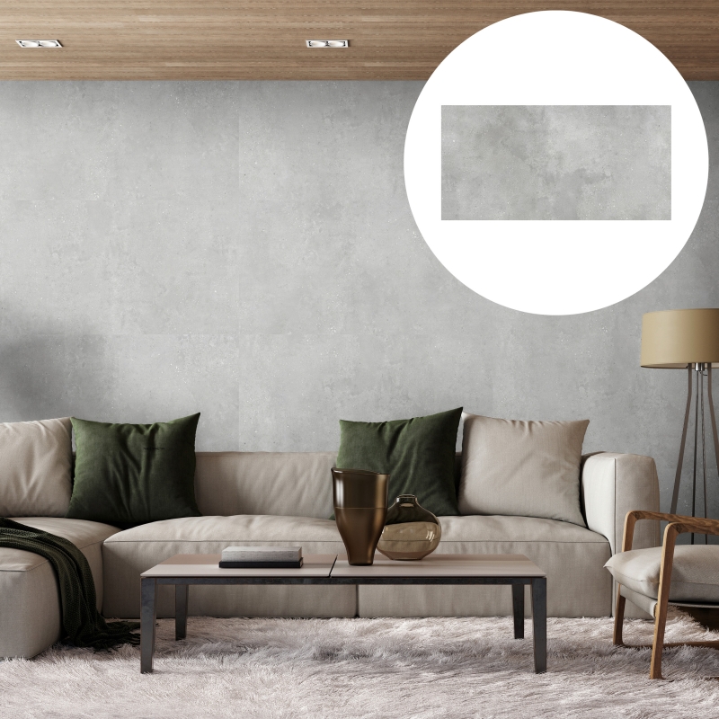 Revêt XL-Vinyl-Wandfliese Concrete Matt 120x60 cm | wasserfest, kratzfest