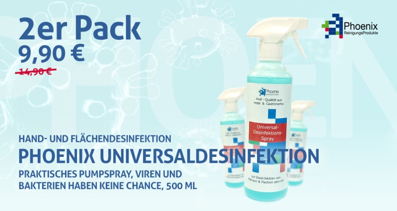 Phoenix Desinfektionsmittel für Hände und Flächen Desinfektion 0,5 Liter (2er Pack)