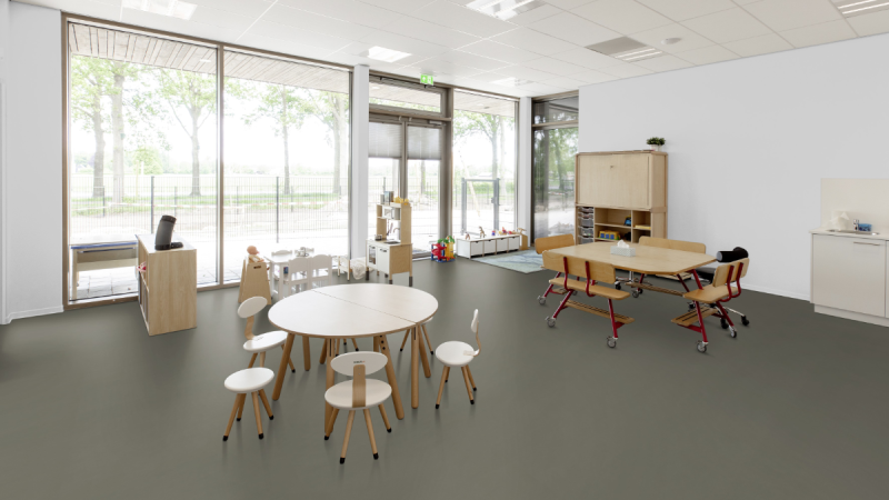 Forbo Marmoleum Walton - 3375 grey adobe Linoleum UNI Bahnenware 2,5 mm