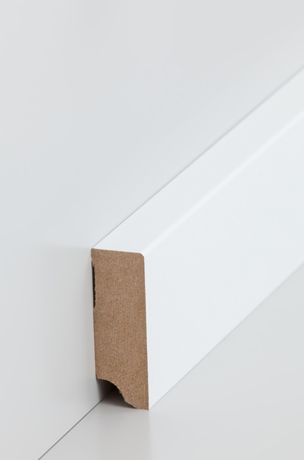 Südbrock Fußleiste, Oberkante rechteckig, 19 mm, MDF-Kern, Weiß - lackierfähig