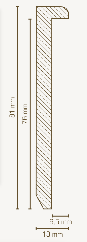 Südbrock Fußleiste f. Designbeläge, 13 x 81 x 2500 mm, MDF-Kern, Oberkante abgerundet